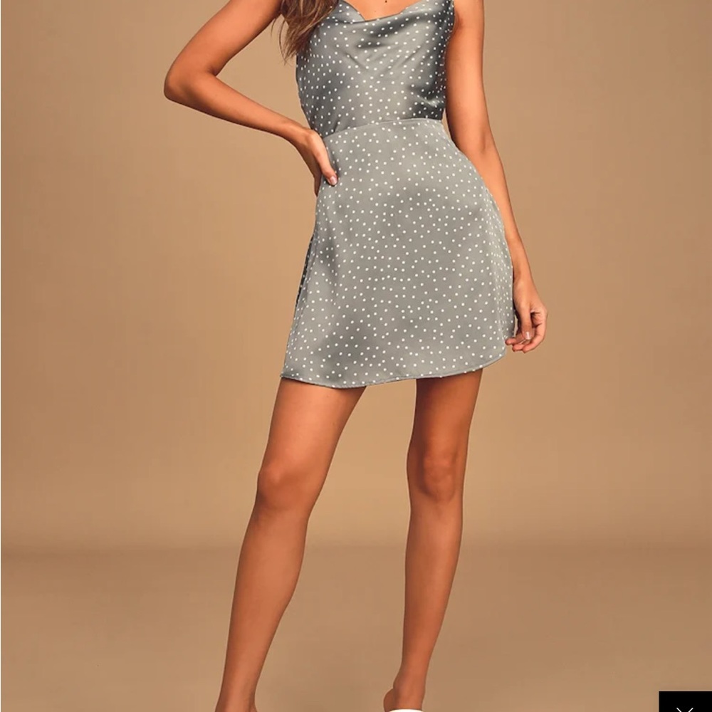 Lulu's Gray Polka Dot Mini Dress